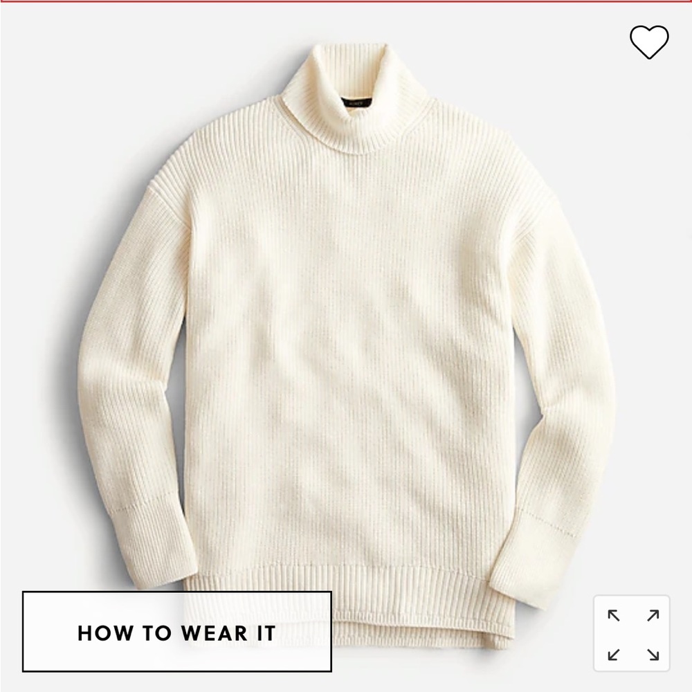J Crew Cotton Cashmere Turtleneck in Cream Size XXS